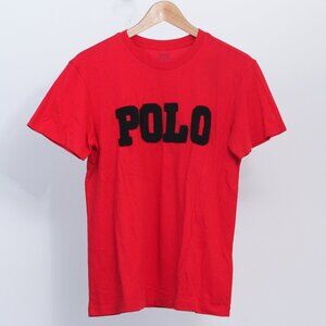 Polo Ralph Lauren NWT $128 Red Spell Out BEADED LOGO Womens T Shirt, XS